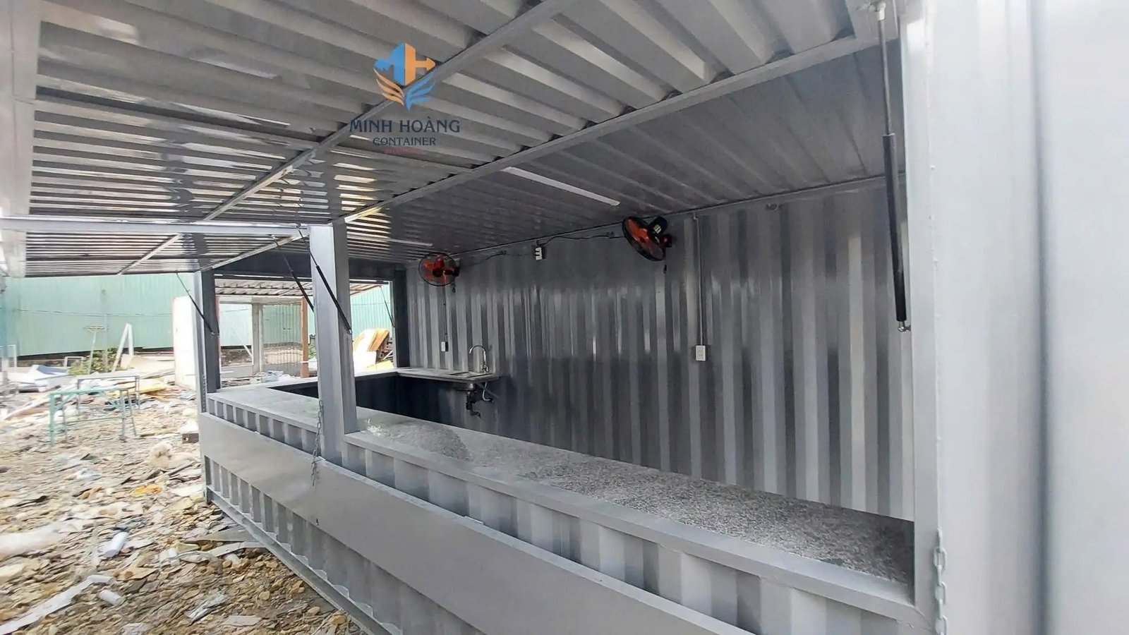 Container Cafe 20 Feet Xám Hiện Đại